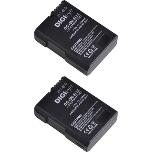2 Pcs EN-EL14 EN-EL14A Battery Batteria for Nikon D3100 D3200 D3300 D3400 D3500 D5600 D5100 D5200 P7000 P7800