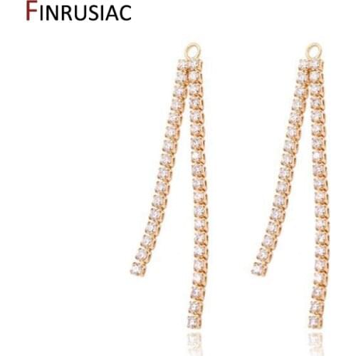 2020 New DIY Earring Accessories Copper Plated 14k Gold Inlaid Zircon Long Tassel Charm for Make Earrings Jewelry