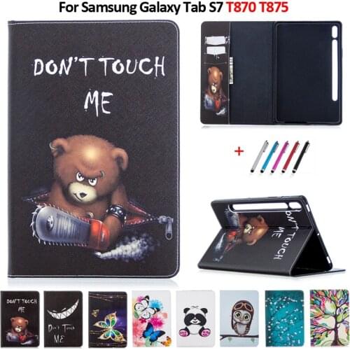Funda For Samsung Tab S7 Tablet Case Cute Panda Bear Butterfly Paint Leather Stand Cover For Galaxy Tab S7 Case SM-T870 SM-T875