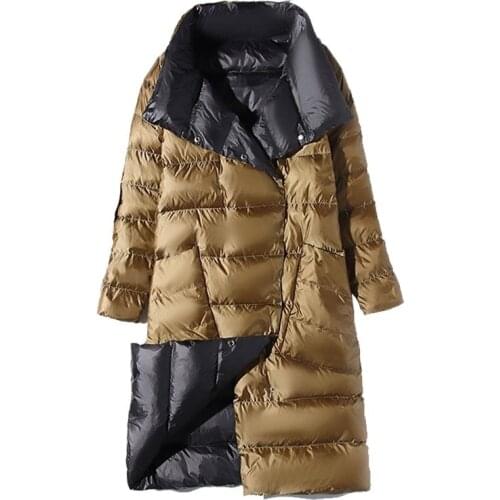 Two-sided Wear Long Down Women Winter Ultra Light Down Jacket Female Big Size Coats CYJ101