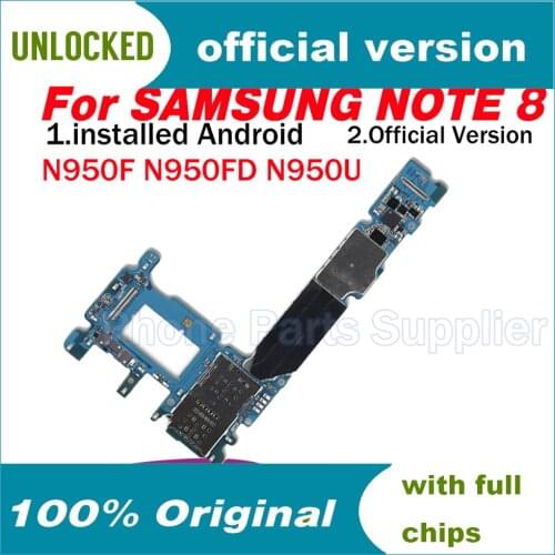 New Arrival Unlocked For Samsung Note 8 N950F N950FD N950U 64GB Motherboard Original With Chips IMEI Android OS Tested Mainboard