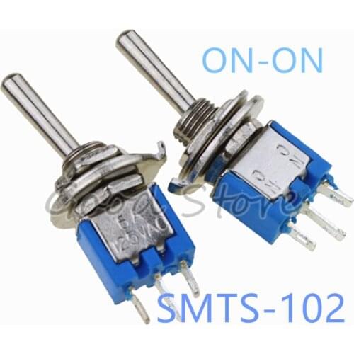 SMTS-102 Light Blue Sub-Miniature Toggle Switch ON-ON SPDT 3-Pins 3A 125VAC 1.5A Amps 250VAC DL