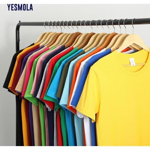 YESMOLA 2021 Brand New Cotton Mens T-shirt Pure Color Men t shirt T-shirts For Male Tops Short-sleeve Man Tshirt Short Sleeve