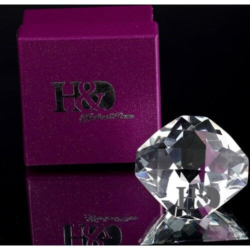 H&D 2.3" K9 Crystal Diamond Paperweight Cut Glass Craft Jewelry Fengshui Ornament Figurines Home Wedding Decoration Accessories