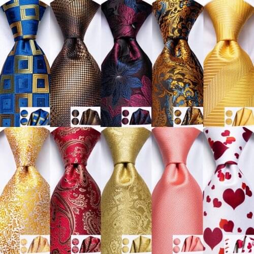 Hi-Tie Luxury Yellow Paisley Mens Tie Silk Necktie Hanky Cufflinks Set Ties For Men Formal Wedding Dress Gifts for Men