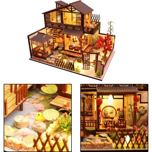DIY Wooden Dolls House Handcraft Miniature Kit with Furniture, Childrens Day Birthday Gift Christmas Decoration
