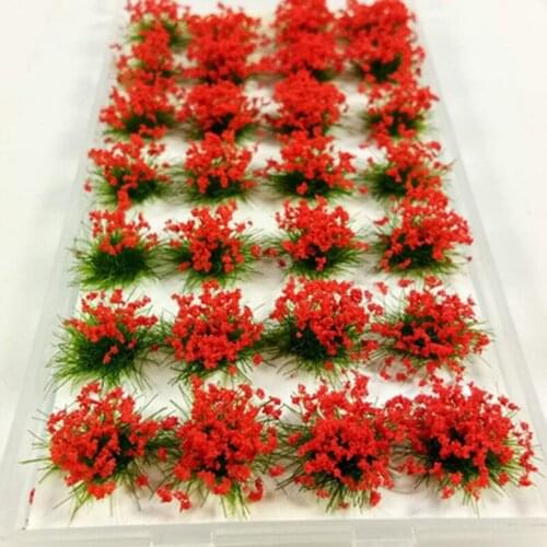 28Pcs Simulation Flower Cluster Flowers Scene Model For 1:35/1:48/1:72/1:87 Scale Sand Table - Green Leaves + Pink Flowers