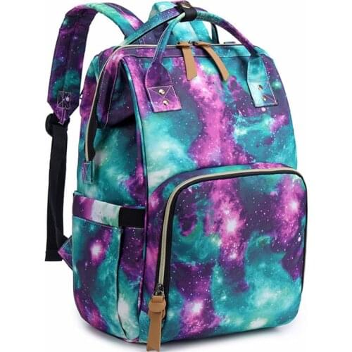 Fashion large capacity starry sky printed backpack baby changing bag mommy bag diaper bag