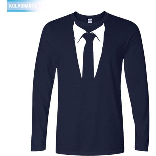 Men Clothes 2019 Fall Dress New Men Patchwork Funny Fake Collar T Shirts Ties Long Sleeve T-Shirt Casual Fitness Mens Clothing