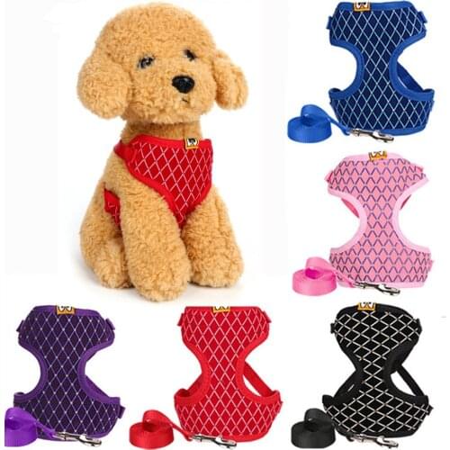 Breathable Mesh Small Dog Pet Harness and Leash Set Puppy Cat Vest Harness Collar For Chihuahua Pug Bulldog Cat arnes perro