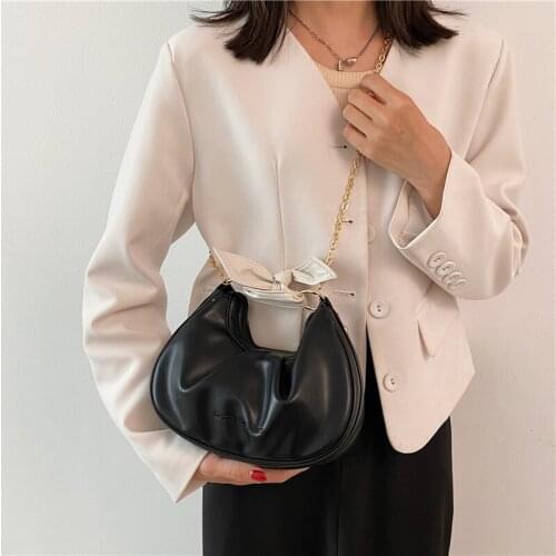 Chain Solid Crossbody Shoulder Bags For Women 2021 Summer New Versatile Soft PU Leather Tote Bags Mini Luxury Designer Handbag