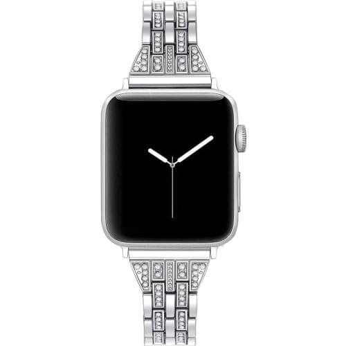 Women Rhinestone Band For Apple Watch 38mm 40mm 42mm 44mm Stainless Steel Watchband For iWatch Strap Series 1 2 3 4 5 Bracelet