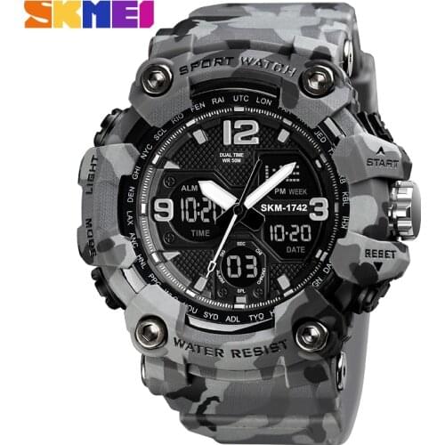 Luxury Digital Watch Men 2 Time Led Light Sport Watches Original Brand SKMEI Military Camouflage Man Wristwatch Alarm Clock 2021
