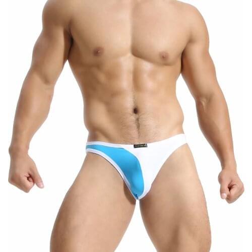 Sexy Mens Underwear Briefs Patchwork Color One Piece Ice Silk Seamles Low Waist Underpants Fashionable Sexy Underwear Men Brief
