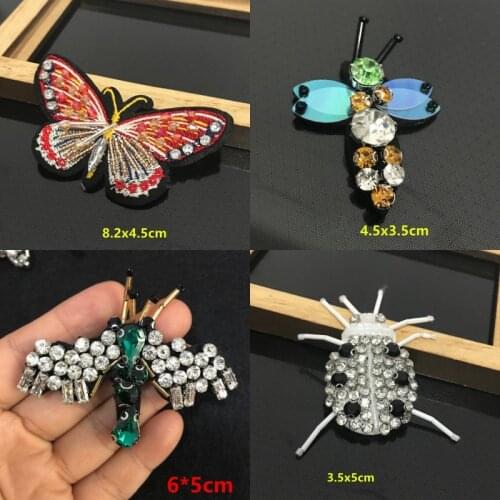Rhinestone Ladybird Bee Beaded Patch for Clothing Sewing on Beading Applique Shirt Shoes Bags Apparel DIY Decoration Patches