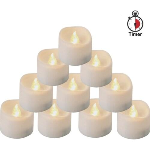 LED Tea Lights Flameless Candle With Timer, Pack of 12, 6 Hours On and 18 Hours Off ,For Wedding, Table, Gift, Outdoor