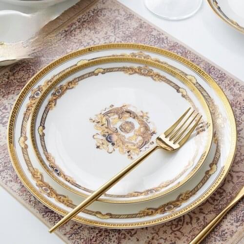 Bone China Plate Tableware Home 8-inch Dishes European Shallow Dishes 10-inch Western Dishes Large Flat Dishes