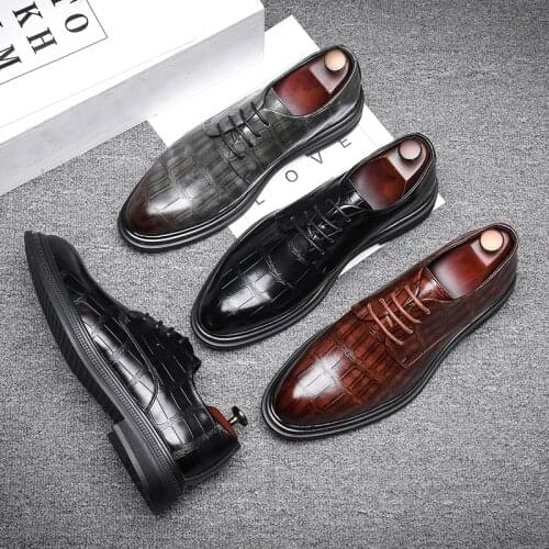 Summer Autumn Fashion Trend Men Casual Shoes Vintage British Loafers Formal Dress Leather Shoes Wedding Business Lace-up Oxfords