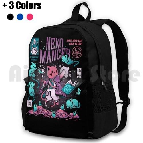 Nekomancer Outdoor Hiking Backpack Waterproof Camping Travel Cats Kitty Cute Comics Old Dead Spooky Creepy Halloween Horror