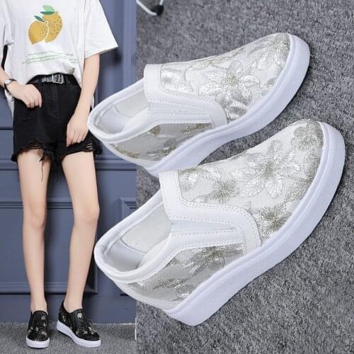 2020 new arrivals increase small white shoes women autumn set foot single shoes wedges embroidery sports casual shoes women