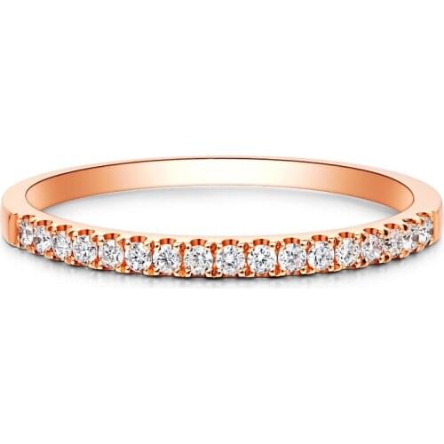 14K Au585 Rose Gold Ring Women Wedding Anniversary Engagement Party Ring Round Moissanite Diamond Elegant Romantic Trendy