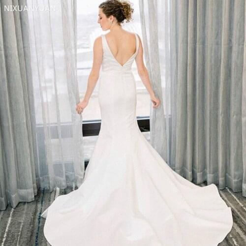Sexy Backless Mermaid Wedding Dresses with Chaple Train 2021 Custom Made Bridal Gowns Backless Vestidos De Noiva