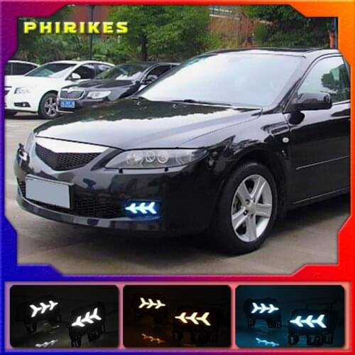 1Pair For Mazda 6 Mazda6 2006 2007 2008 2009 LED DRL Daytime Running Light Daylight Waterproof with yellow Signal
