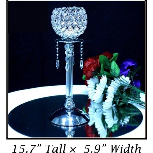 10Pcs/Lot, Crystal Candle Holders, 15.2" Tall x5.9" Wide, DHL/EMS Free Ship, Wedding Centerpiece Table decoration