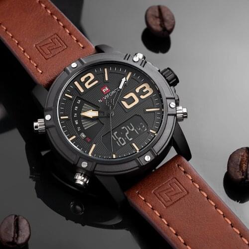 2020 NAVIFORCE Mens Fashion Sport Watches Quartz Analog LED Clock Men Leather Military Waterproof Wrist Watch Relogio Masculino