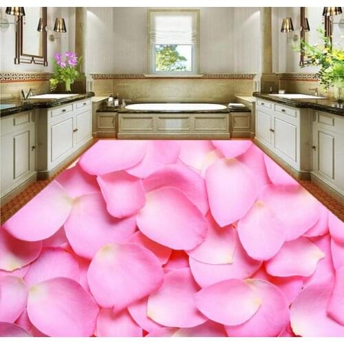 3D Floor Modern Custom 3D Floor Mural Rose Petals 3D Floor Decoration Painting Mural-3d PVC Wallpaper Self-adhesive Floor