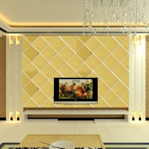 3D Mirror Wall Stickers diamond Shape Vinyl Removable Wall Sticker Decal DIY Home Decoration Art Mirror Ornaments