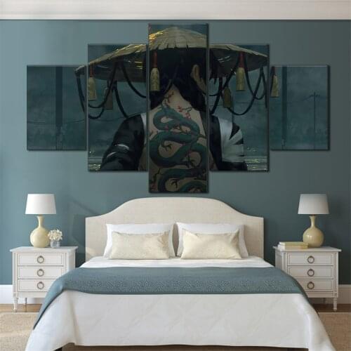 5 Pieces HD Canvas Painting Print Anime Beautiful Girl Picture For Modern Decorative Bedroom Living Room Home Wall Art Decor