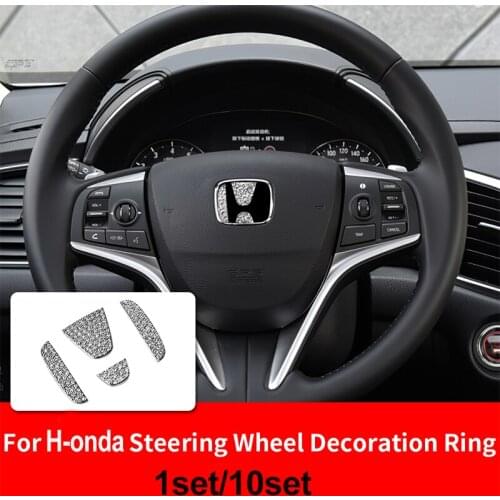 Car Steering Wheel Bling Logo with Diamond Emblem Stickers Auto Interior Car Decoration Styling for Civic CRV Accord CRV City