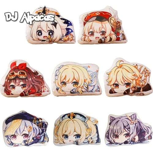 Genshin Impact Zhongli Diluc Venti Paimon Double Sided Toy Doll Keychain Cosplay Accessories Gift Costume Props