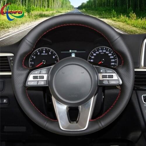 DIY Black Leather Steering Wheel Cover For Kia K5 Optima 2018 2019 Sportage 3 Forte Ceed Cee'd 2017-2019 Car Interior Decoration