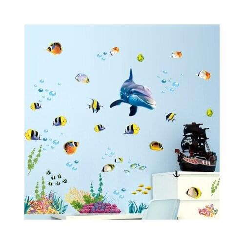 Diy Cartoon Fish Bathroom Decoration 3d Stickers Animal Wall Sticker Glass Window Kids Rooms Home Decor Wall Decals Poster Mural