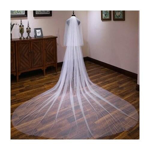 JIN IS YARN Pure Tulle Two Layers Wedding Veils Long for Women 4 Meters Church Bridal Veil velos de novia