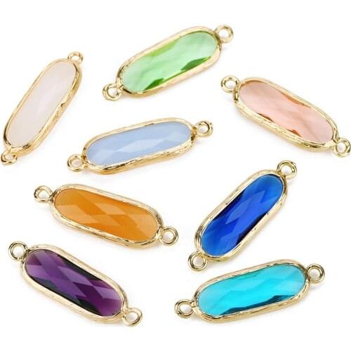 5pcs/Lot Jewelry Accessories Charms Elegant Geometric Connector Glass Material Diy Bracelet Earring Jewelry Making Findings