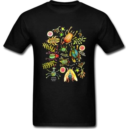 Summer Bugs And Insects T-shirt Men Casual T Shirt Black Tshirt Forest Style Clothes Childhood Tops Tees Cotton Fabric O Neck