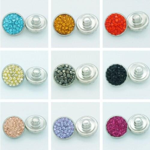 Hot sale 10pcs beauty simple color 12MM Rhinestone&caly snap buttons Shambala snap buttons fit DIY 12mm snap jewelry wholesale