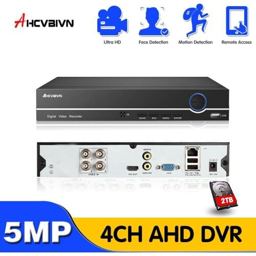 HCVAHDN 5MP AHD DVR 4CH 5 In 1 HYBRID Security Recorder For 5MP/4MP 1080P AHD TVI CVI Analog Camera Motion Detection