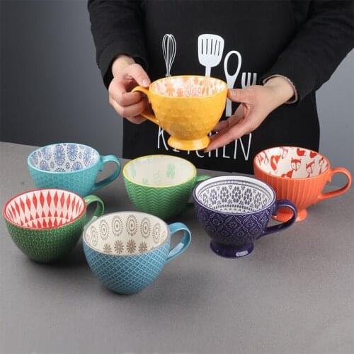 Ceramic Beer Mugs Nordic Colorful Coffee Cup Home Office Tea Mug Large Capacity Mug Creative Breakfast Milk Cups Funny Mugs