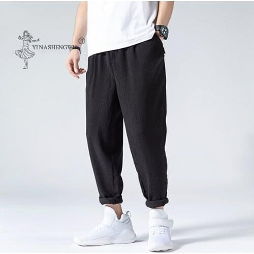 Japanese Kimono Men Print Pants Japan T-shirt Suits Traditional Loose Harem Harajuku Trouser Costume Asian Yukata Style Clothing