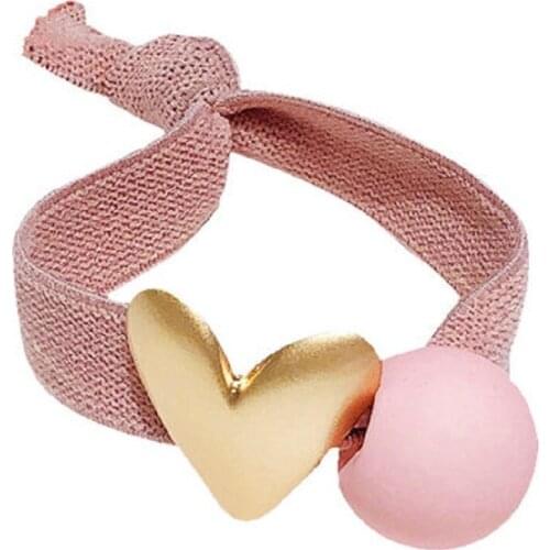 Korean Style Hot Selling Fashion Hair Band Acrylic Heart Shape Round Snaps Decor Hair Rope Hair Accessories Protective Girls