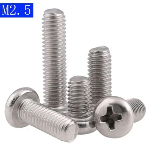 M2.5 X 0.45 ( 2.5mm ) 304 Stainless Steel Phillips Pan Head Machine Screws DIN 7985 A2-70