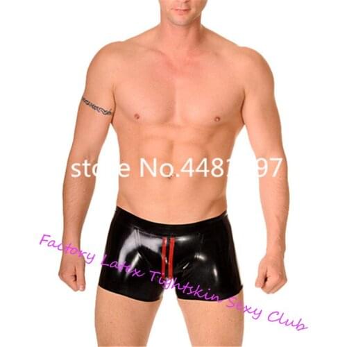 Latex Boxer Shorts Sexy latex Underpants with front zipper For Men men panties crotchless panties