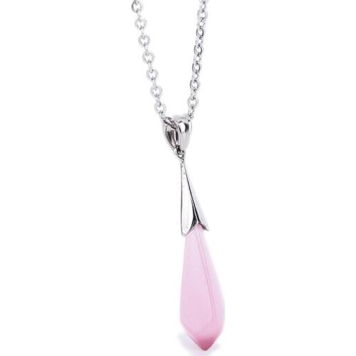 Fashion Water Drop Rhinestone necklace Pendant Clavicle short chain 316L Stainless steel jewelry for women