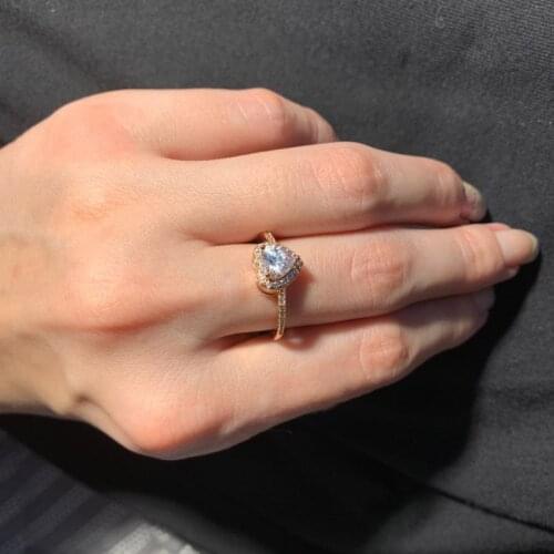 Fashion Crystal Love Heart Shaped Wedding Rings For Women AAA+Zircon Engagement Ring Glamour Fashion Jewelry R841