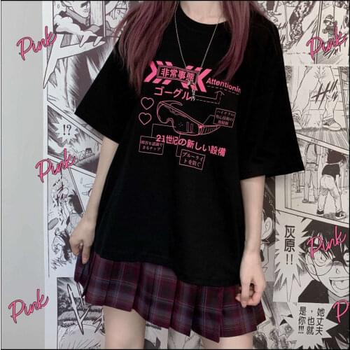 Cartoon Japanese Anime harajuku kawaii streetwear punk summer short sleeve hip hop chic loose plus size clothes Women T-Shirt