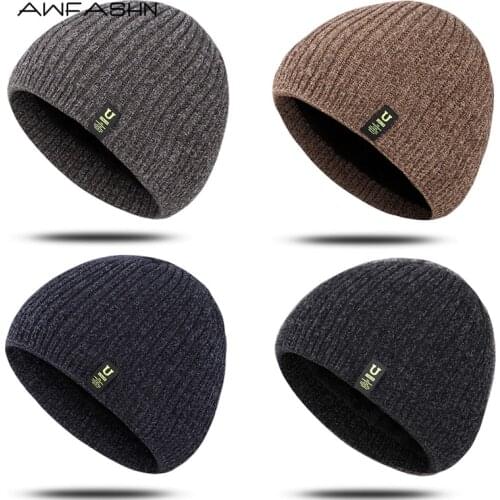 Men Knitted Hat Autumn/Winter Warm Skullies Bonnet Hats For Women Casual Soft Comfortable Caps Unisex Leather Label Beanies Male